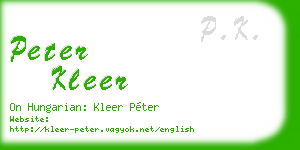 peter kleer business card
